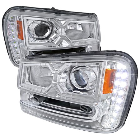 Spec-D Tuning 02-09 Chevrolet Trailblazer Projector Headlight Chrome Housing 2LHP-TBLZ02-V2-RS
